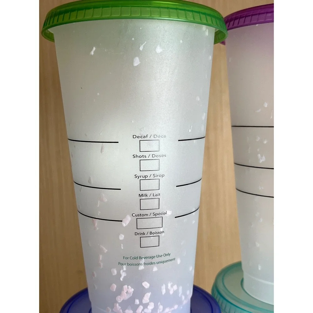 Starbucks Reusable Color Changing Confetti Cold Cups 24oz Tumbler Set of 4 NEW